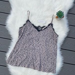 Francesca’s cheetah tank top with lace detailing